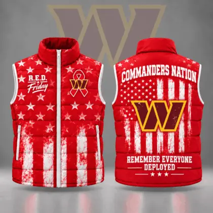 Washington Commanders | Premium NFL R.E.D. Friday Stars and Stripes Patriotic Tribute All Over Print Zip Up Puffer Vest NDN