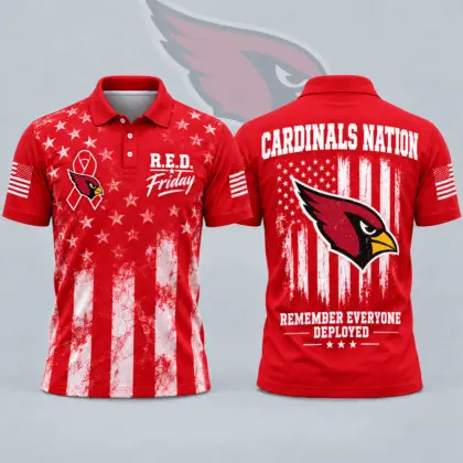 Arizona Cardinals | Premium NFL R.E.D. Friday American Heritage Distressed Flag Ribbon Tribute All Over Print Short Sleeve Polo Shirt NDN
