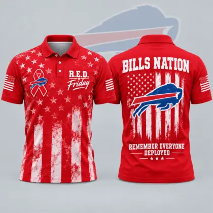Buffalo Bills | Premium NFL R.E.D. Friday American Heritage Distressed Flag Ribbon Tribute All Over Print Short Sleeve Polo Shirt NDN