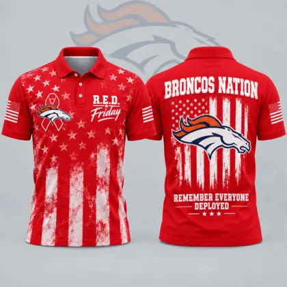 Denver Broncos | Premium NFL R.E.D. Friday American Heritage Distressed Flag Ribbon Tribute All Over Print Short Sleeve Polo Shirt NDN