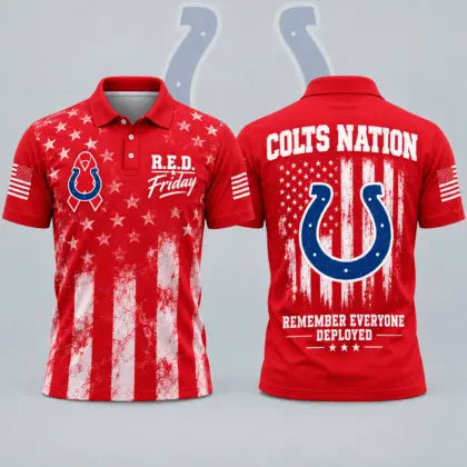 Indianapolis Colts | Premium NFL R.E.D. Friday American Heritage Distressed Flag Ribbon Tribute All Over Print Short Sleeve Polo Shirt NDN