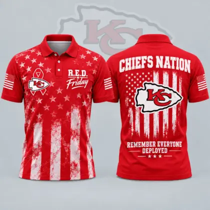 Kansas City Chiefs | Premium NFL R.E.D. Friday American Heritage Distressed Flag Ribbon Tribute All Over Print Short Sleeve Polo Shirt NDN