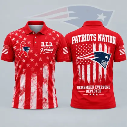 New England Patriots | Premium NFL R.E.D. Friday American Heritage Distressed Flag Ribbon Tribute All Over Print Short Sleeve Polo Shirt NDN