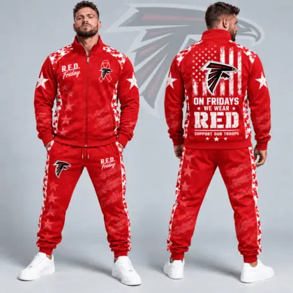 Atlanta Falcons | Premium NFL R.E.D. Friday Military Camo Stars and Stripes Full Zip Jacket & Jogger Pants Set NDN