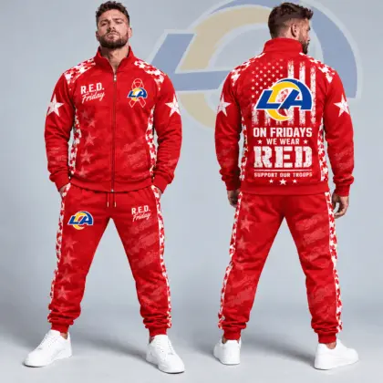 Los Angeles Rams | Premium NFL R.E.D. Friday Military Camo Stars and Stripes Full Zip Jacket & Jogger Pants Set NDN