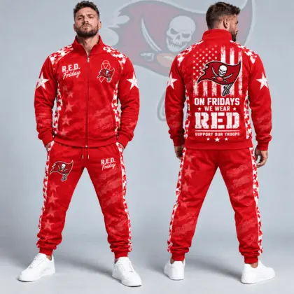 Tampa Bay Buccaneers | Premium NFL R.E.D. Friday Military Camo Stars and Stripes Full Zip Jacket & Jogger Pants Set NDN