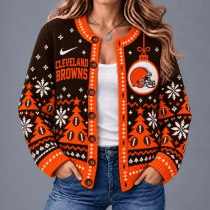 Cleveland Browns | Premium NFL Game Day Winter Wonderland Snowflake Cardigan TD