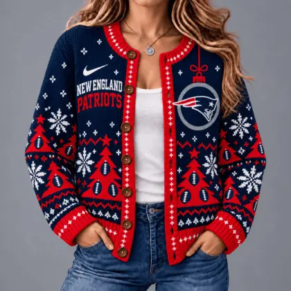 New England Patriots | Premium NFL Game Day Winter Wonderland Snowflake Cardigan TD