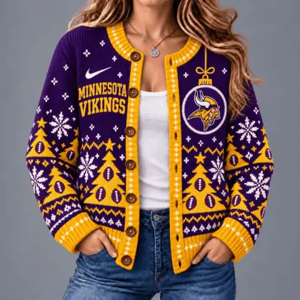 Minnesota Vikings | Premium NFL Game Day Winter Wonderland Snowflake Cardigan TD