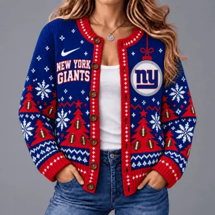 New York Giants | Premium NFL Game Day Winter Wonderland Snowflake Cardigan TD