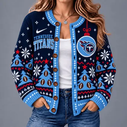 Tennessee Titans | Premium NFL Game Day Winter Wonderland Snowflake Cardigan TD