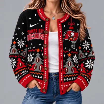 Tampa Bay Buccaneers | Premium NFL Game Day Winter Wonderland Snowflake Cardigan TD