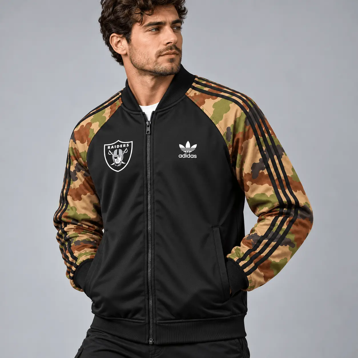 Las Vegas Raiders | Premium NFL Army Camo Baseball Jacket TD - Image 2