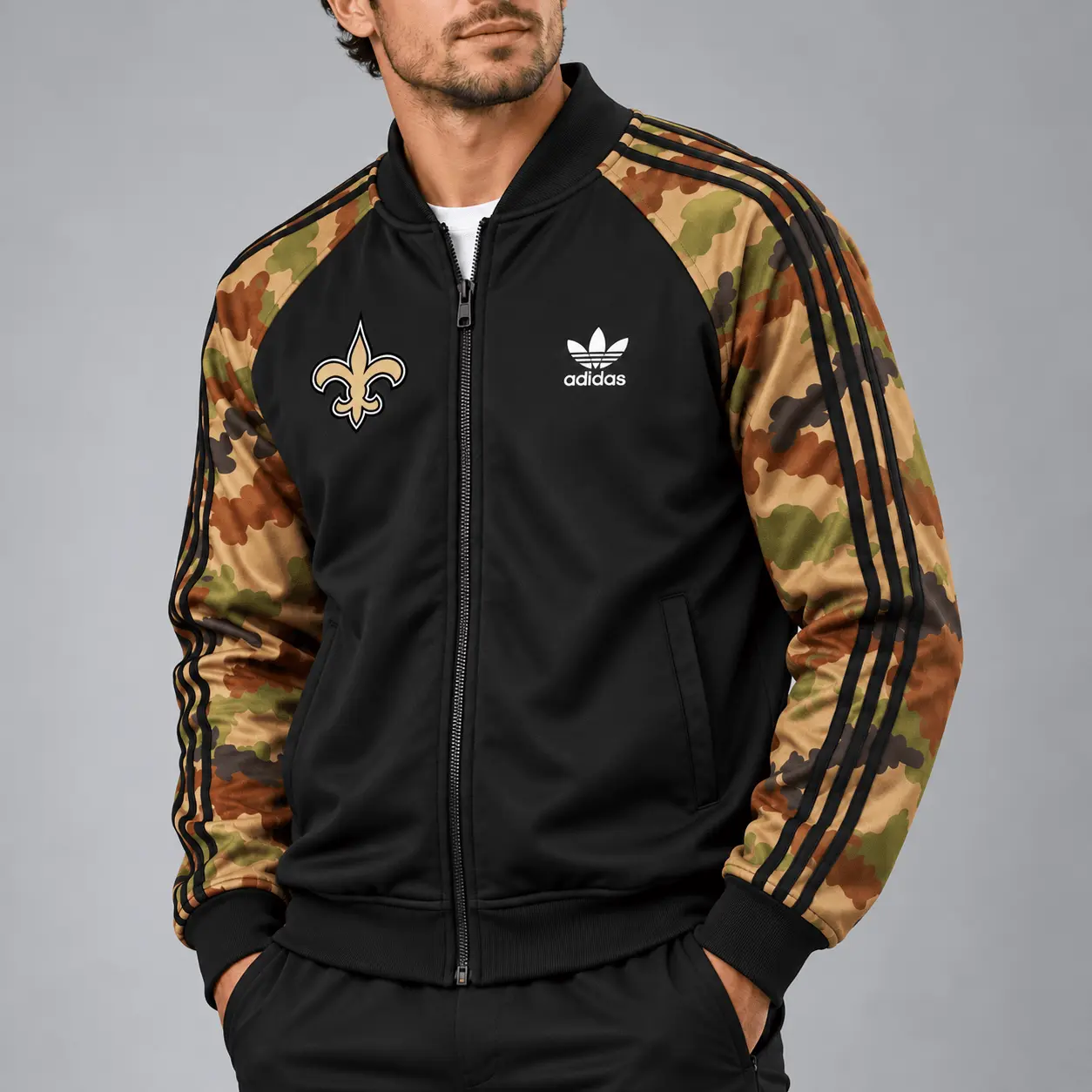 New Orleans Saints | Premium NFL Army Camo Baseball Jacket TD - Image 2