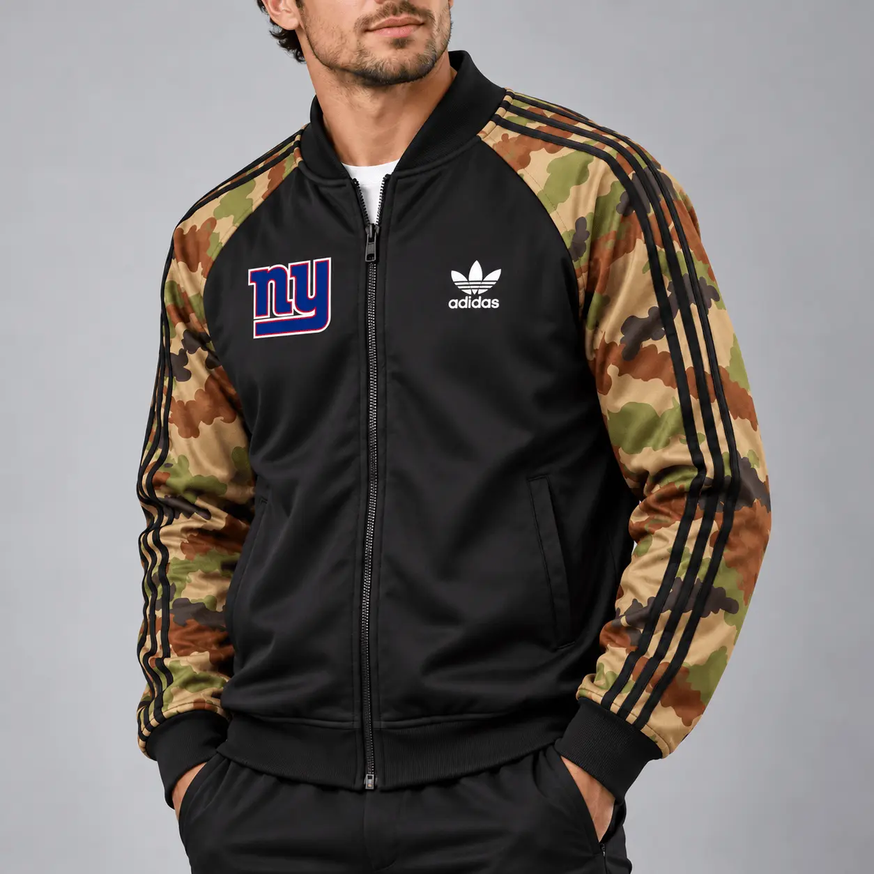 New York Giants | Premium NFL Army Camo Baseball Jacket TD - Image 2