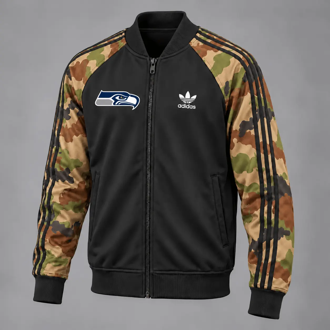 Seattle Seahawks | Premium NFL Army Camo Baseball Jacket TD