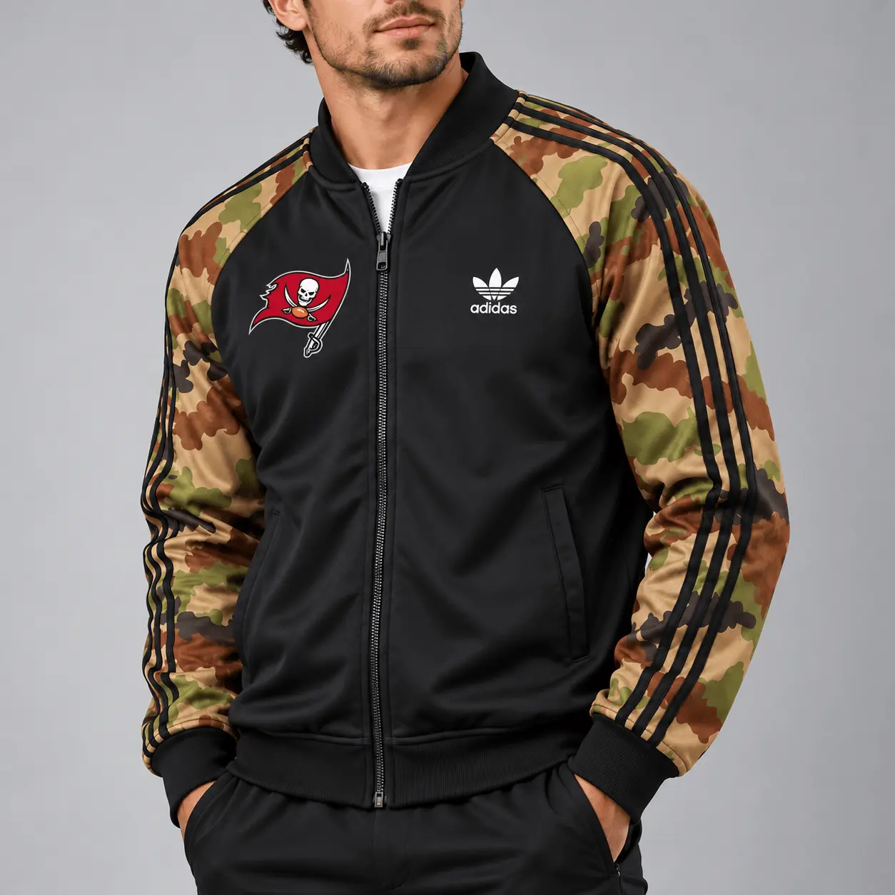 Tampa Bay Buccaneers | Premium NFL Army Camo Baseball Jacket TD - Image 2