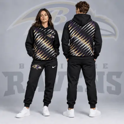 Baltimore Ravens | Premium NFL Dynamic Slash Streak Graphic Pullover Hoodie & Jogger Pants Set NDN