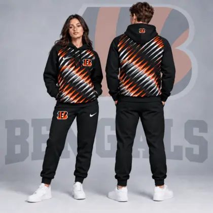 Cincinnati Bengals | Premium NFL Dynamic Slash Streak Graphic Pullover Hoodie & Jogger Pants Set NDN