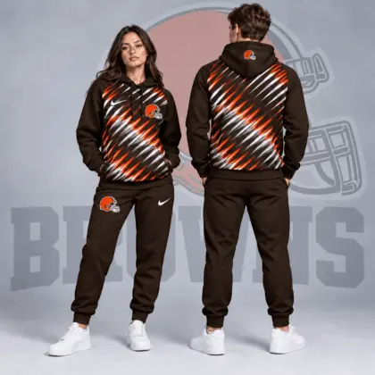 Cleveland Browns | Premium NFL Dynamic Slash Streak Graphic Pullover Hoodie & Jogger Pants Set NDN