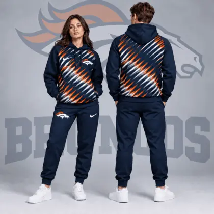 Denver Broncos | Premium NFL Dynamic Slash Streak Graphic Pullover Hoodie & Jogger Pants Set NDN