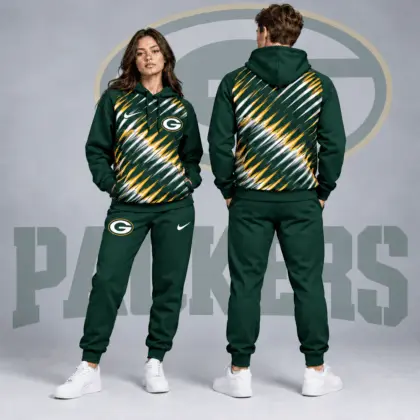 Green Bay Packers | Premium NFL Dynamic Slash Streak Graphic Pullover Hoodie & Jogger Pants Set NDN