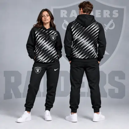 Las Vegas Raiders | Premium NFL Dynamic Slash Streak Graphic Pullover Hoodie & Jogger Pants Set NDN