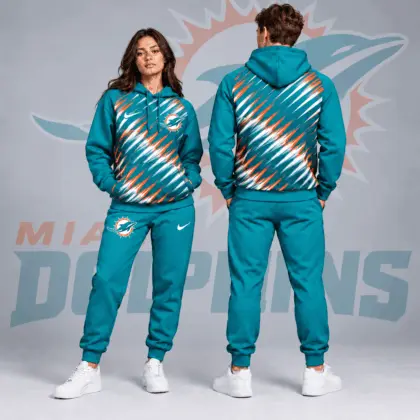 Miami Dolphins | Premium NFL Dynamic Slash Streak Graphic Pullover Hoodie & Jogger Pants Set NDN