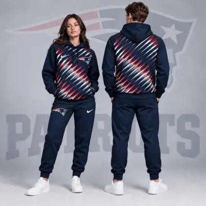 New England Patriots | Premium NFL Dynamic Slash Streak Graphic Pullover Hoodie & Jogger Pants Set NDN
