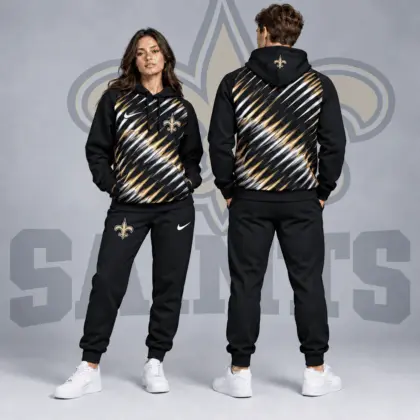 New Orleans Saints | Premium NFL Dynamic Slash Streak Graphic Pullover Hoodie & Jogger Pants Set NDN
