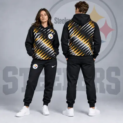 Pittsburgh Steelers | Premium NFL Dynamic Slash Streak Graphic Pullover Hoodie & Jogger Pants Set NDN