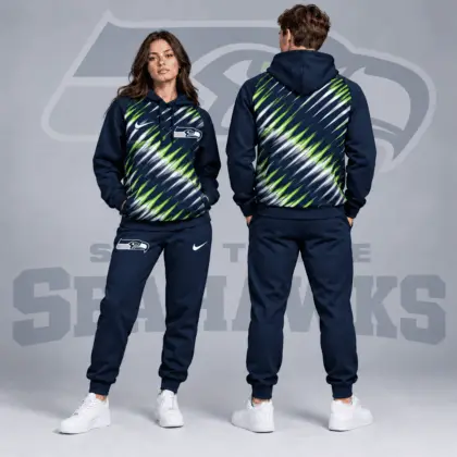 Seattle Seahawks | Premium NFL Dynamic Slash Streak Graphic Pullover Hoodie & Jogger Pants Set NDN