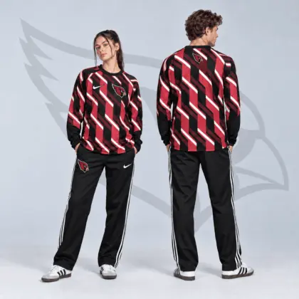 Arizona Cardinals | Premium NFL Bold Diagonal Stripe Long Sleeve Crewneck Shirt & Contrast Side Stripe Track Pants Set NDN