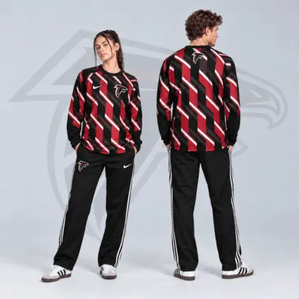 Atlanta Falcons | Premium NFL Bold Diagonal Stripe Long Sleeve Crewneck Shirt & Contrast Side Stripe Track Pants Set NDN