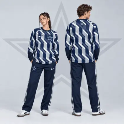 Dallas Cowboys | Premium NFL Bold Diagonal Stripe Long Sleeve Crewneck Shirt & Contrast Side Stripe Track Pants Set NDN