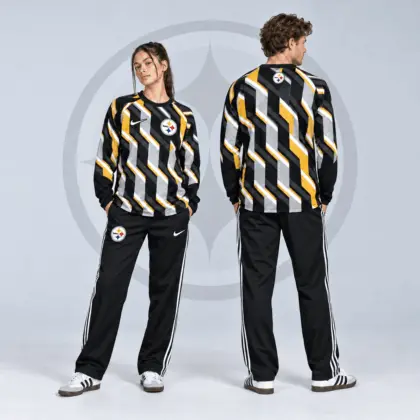 Pittsburgh Steelers | Premium NFL Bold Diagonal Stripe Long Sleeve Crewneck Shirt & Contrast Side Stripe Track Pants Set NDN
