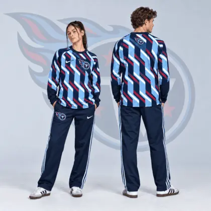 Tennessee Titans | Premium NFL Bold Diagonal Stripe Long Sleeve Crewneck Shirt & Contrast Side Stripe Track Pants Set NDN