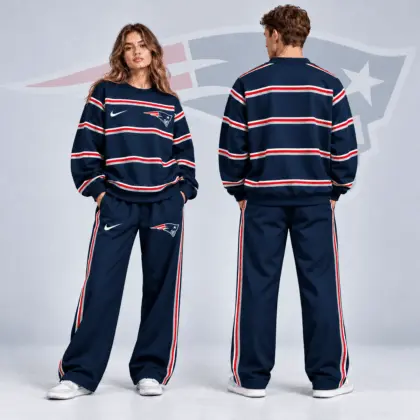Tennessee Titans | Premium NFL Classic Horizontal Racing Stripe Crewneck Sweatshirt & Wide Leg Track Pants Set NDN