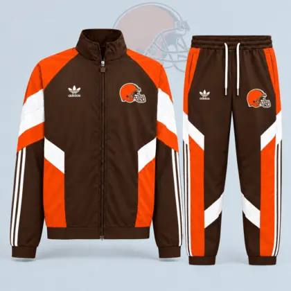 Cleveland Browns | Premium NFL Dynamic Colorblock Full Zip Track Jacket And Jogger Pants Set NDN