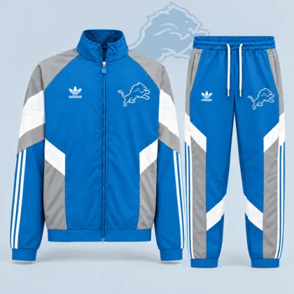 Detroit Lions | Premium NFL Dynamic Colorblock Full Zip Track Jacket And Jogger Pants Set NDN