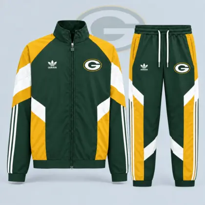 Green Bay Packers | Premium NFL Dynamic Colorblock Full Zip Track Jacket And Jogger Pants Set NDN
