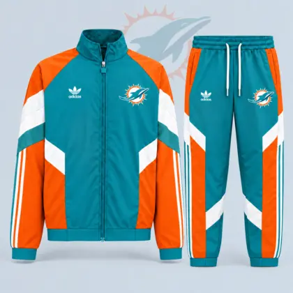 Miami Dolphins | Premium NFL Dynamic Colorblock Full Zip Track Jacket And Jogger Pants Set NDN