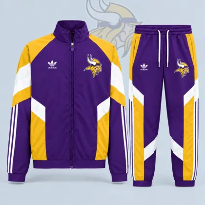 Minnesota Vikings | Premium NFL Dynamic Colorblock Full Zip Track Jacket And Jogger Pants Set NDN