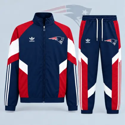 New England Patriots | Premium NFL Dynamic Colorblock Full Zip Track Jacket And Jogger Pants Set NDN
