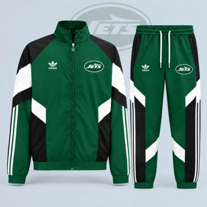 New York Jets | Premium NFL Dynamic Colorblock Full Zip Track Jacket And Jogger Pants Set NDN