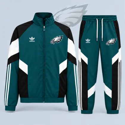 Philadelphia Eagles | Premium NFL Dynamic Colorblock Full Zip Track Jacket And Jogger Pants Set NDN