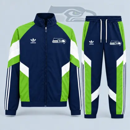 Seattle Seahawks | Premium NFL Dynamic Colorblock Full Zip Track Jacket And Jogger Pants Set NDN