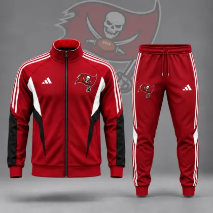 Tampa Bay Buccaneers | Premium NFL Retro Sideline Contrast Panel Zip Up Track Jacket And Matching Jogger Pants Set NDN