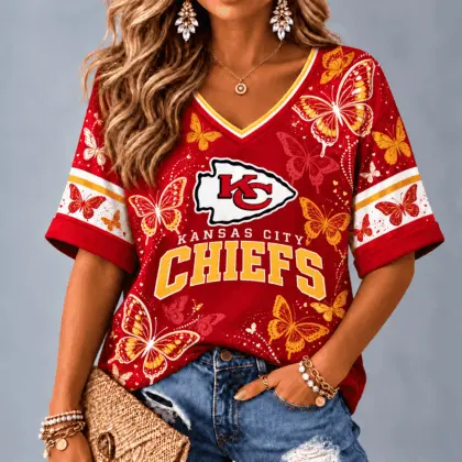 Kansas City Chiefs Premium NFL Butterfly Breeze V-Neck NTH1