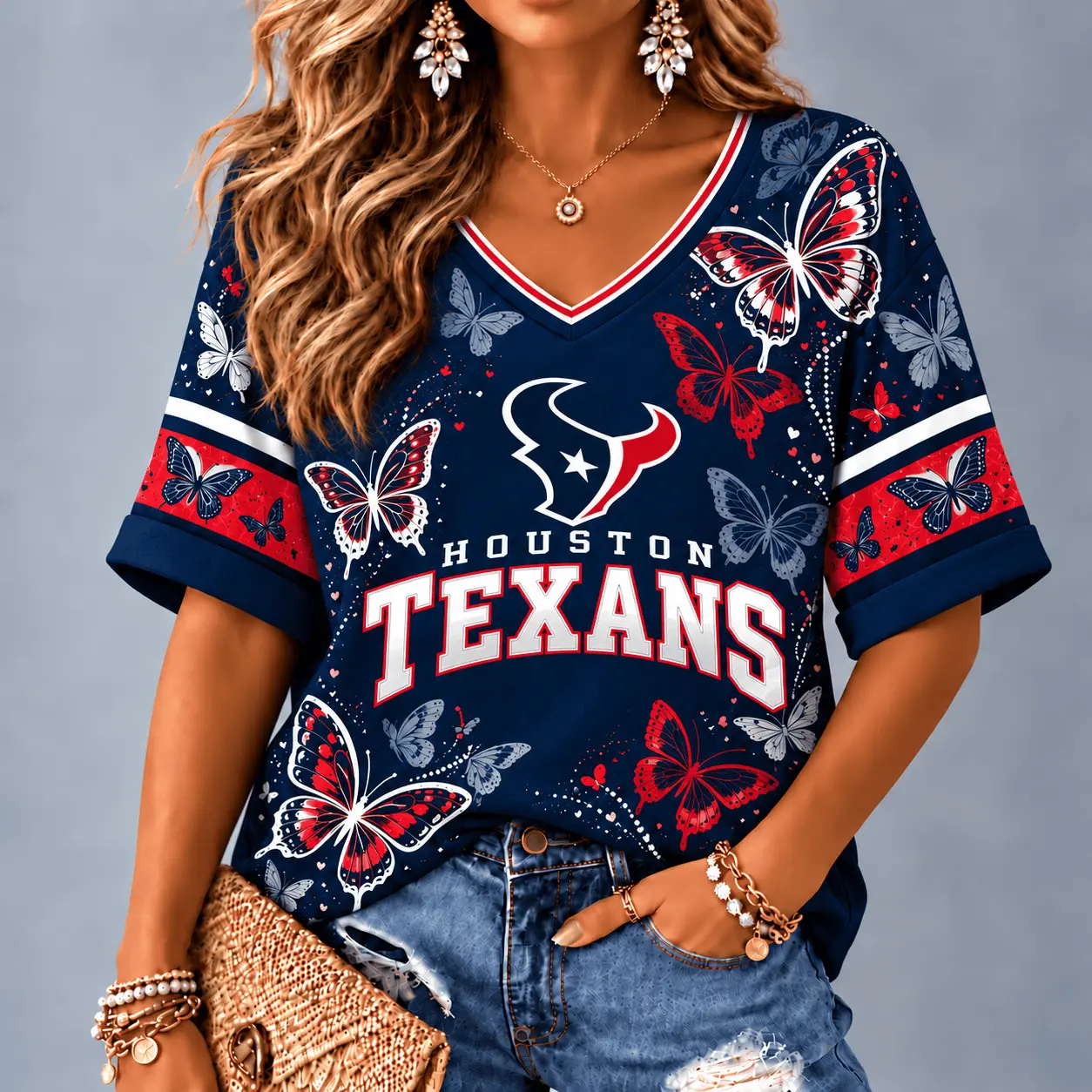 Houston Texans Premium NFL Butterfly Breeze V-Neck NTH1